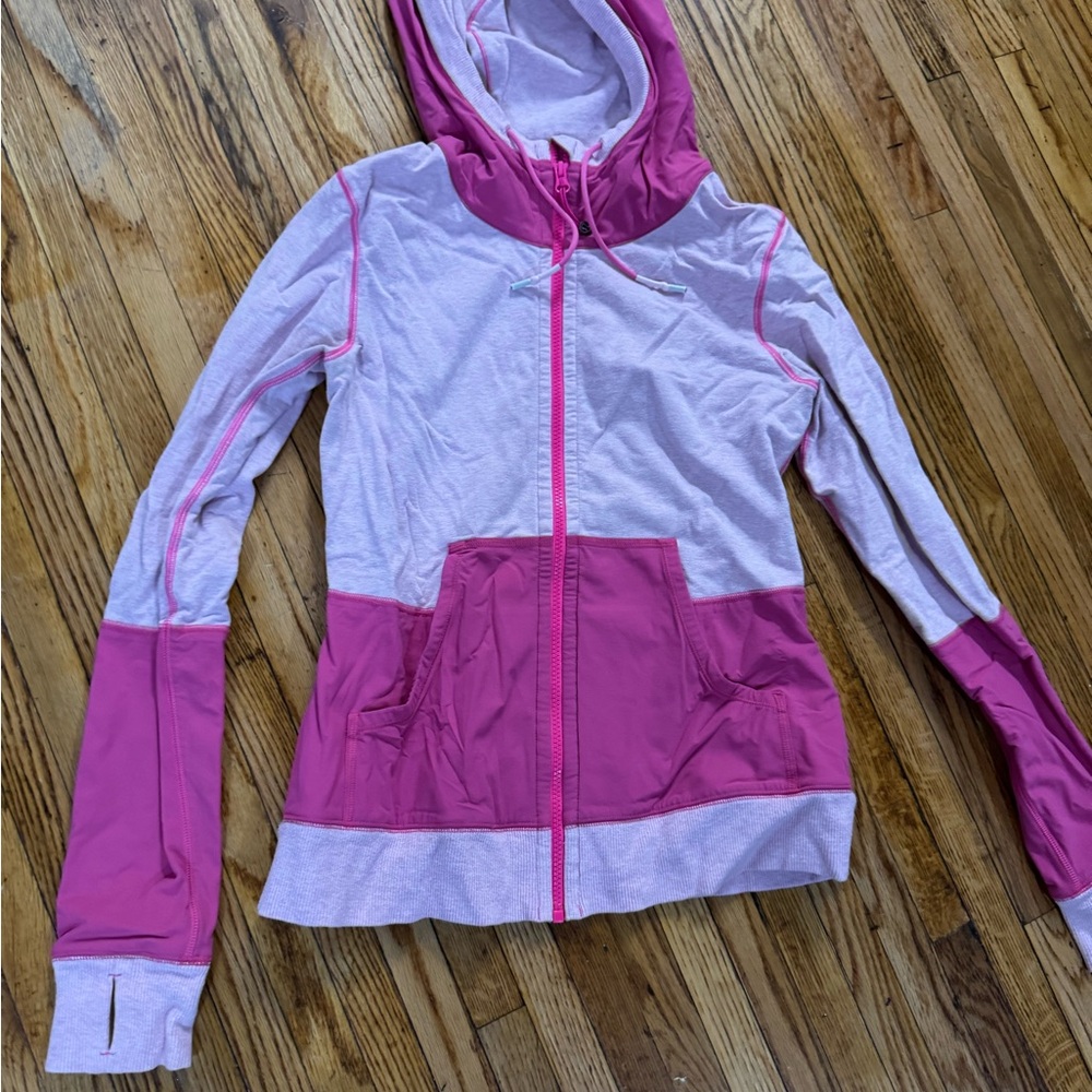 Lululemon Women's Pink and Gray Hooded Jacket